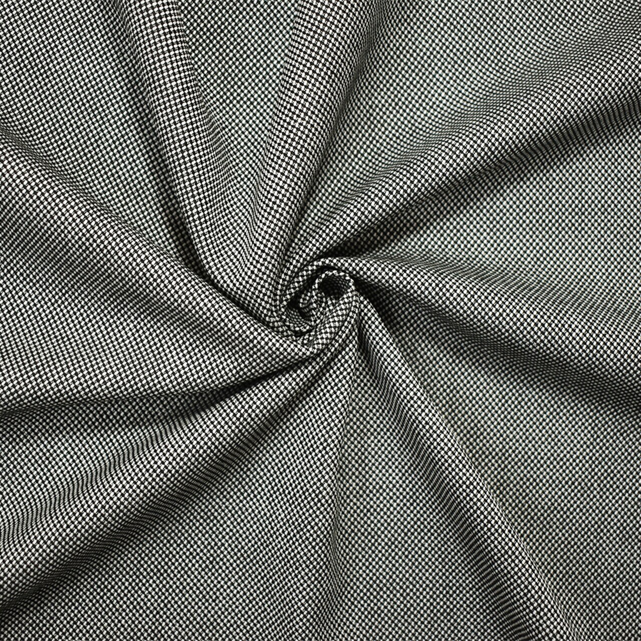 Black-White Poly-Wool Japanese Dobby Woven Suiting Fabric By the Yard